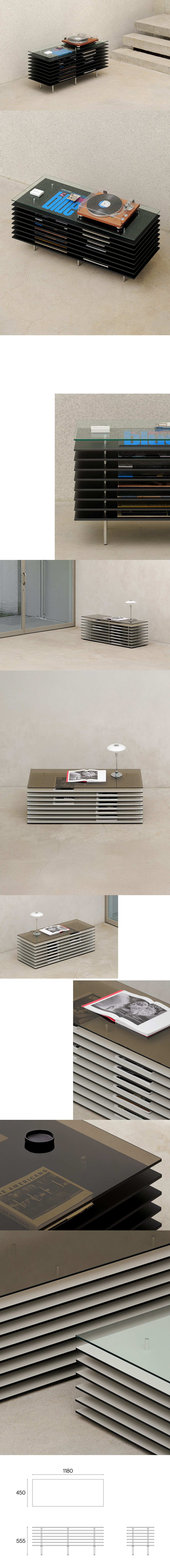 턴테이블을 올린 Piloti Sideboard High